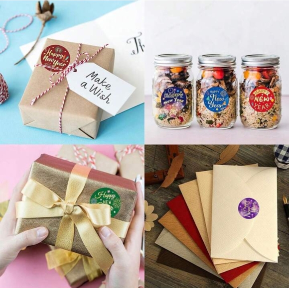 500pcs 1inch 1.5inch Happy New Year's Stickers - Picture 3 of 5